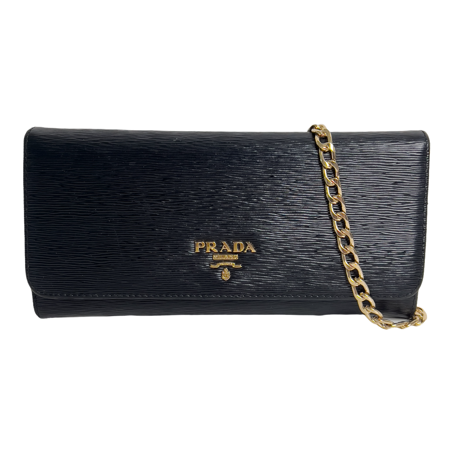 Black Leather Wallet with Chain