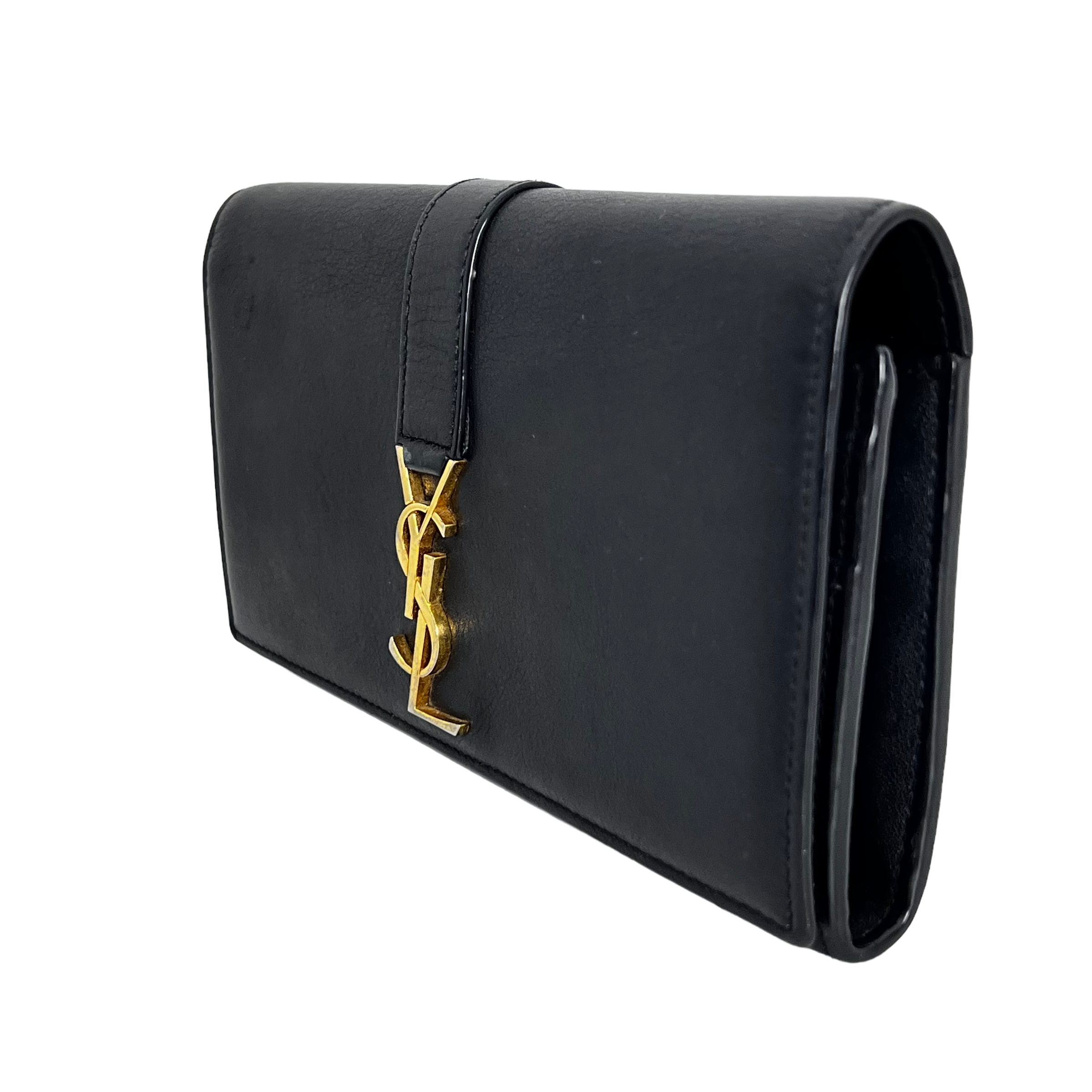 Black Long Wallet with Gold Chain