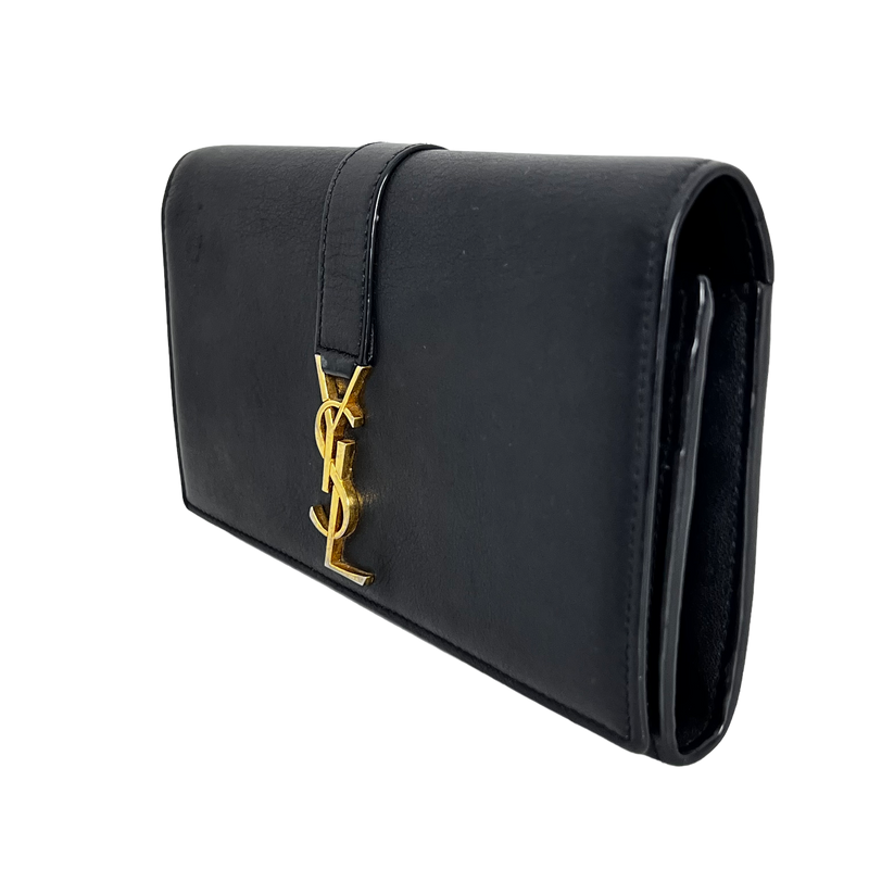 Black Long Wallet with Gold Chain