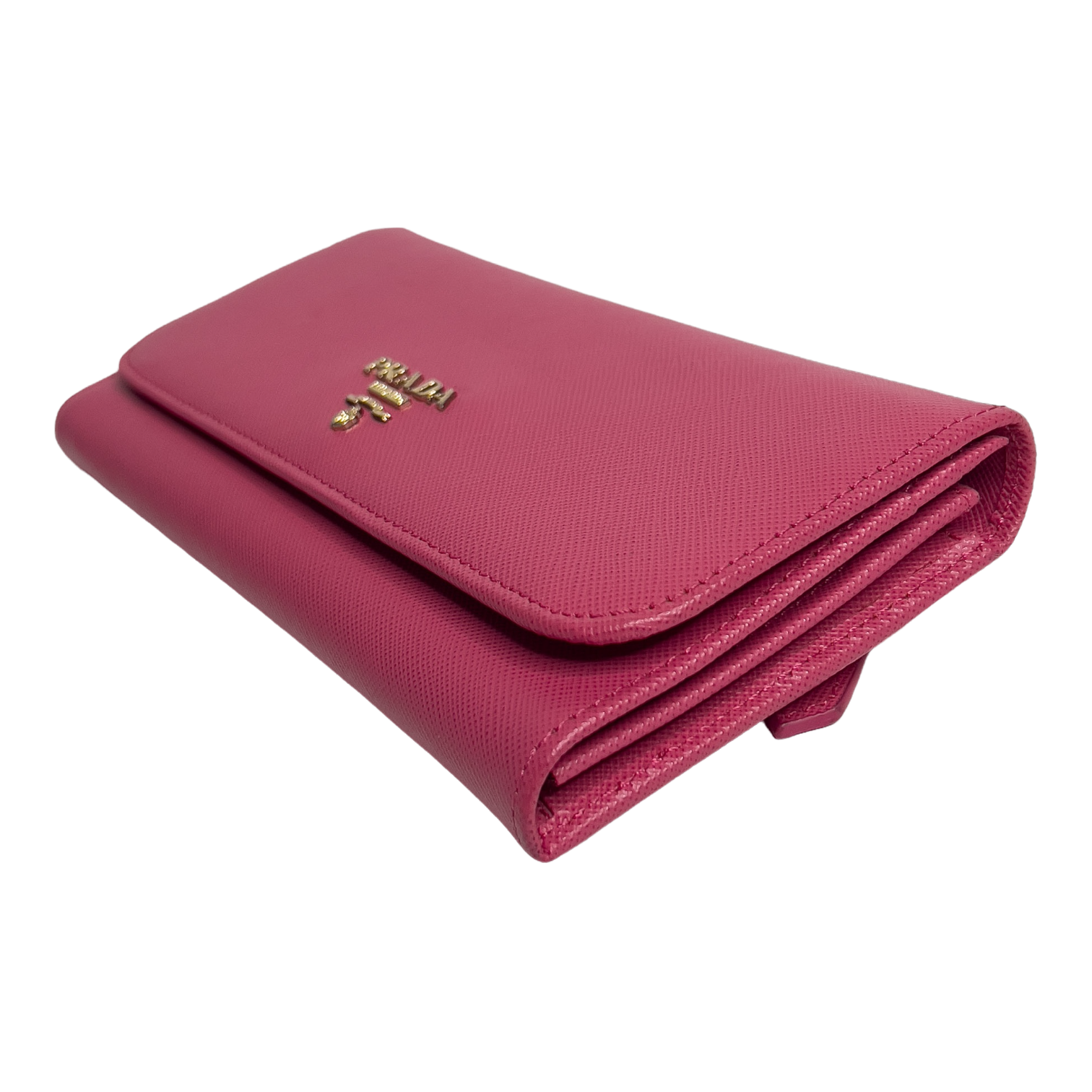 Pink Saffiano Wallet with Chain