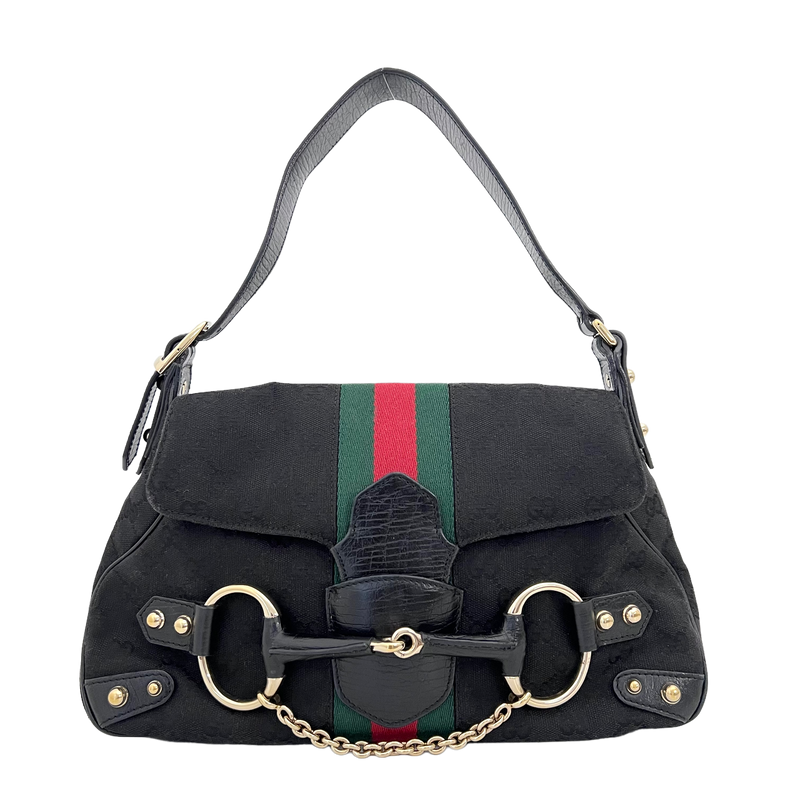Black Horsebit Shoulder Bag