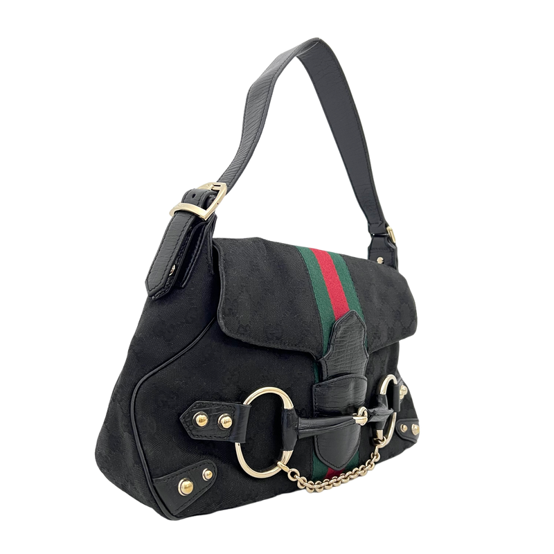 Black Horsebit Shoulder Bag