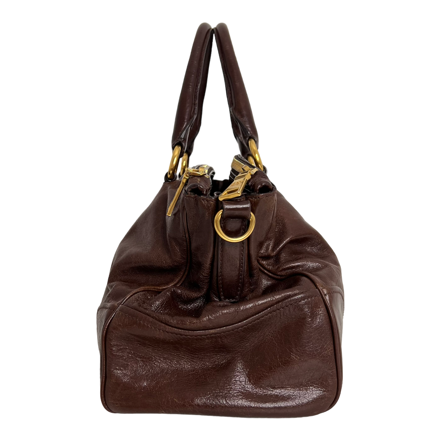 Brown Vitello Shine Handbag