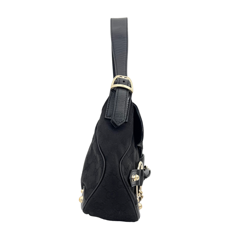 Black Horsebit Shoulder Bag