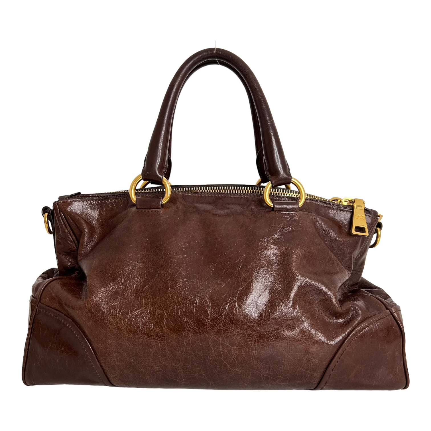 Brown Vitello Shine Handbag