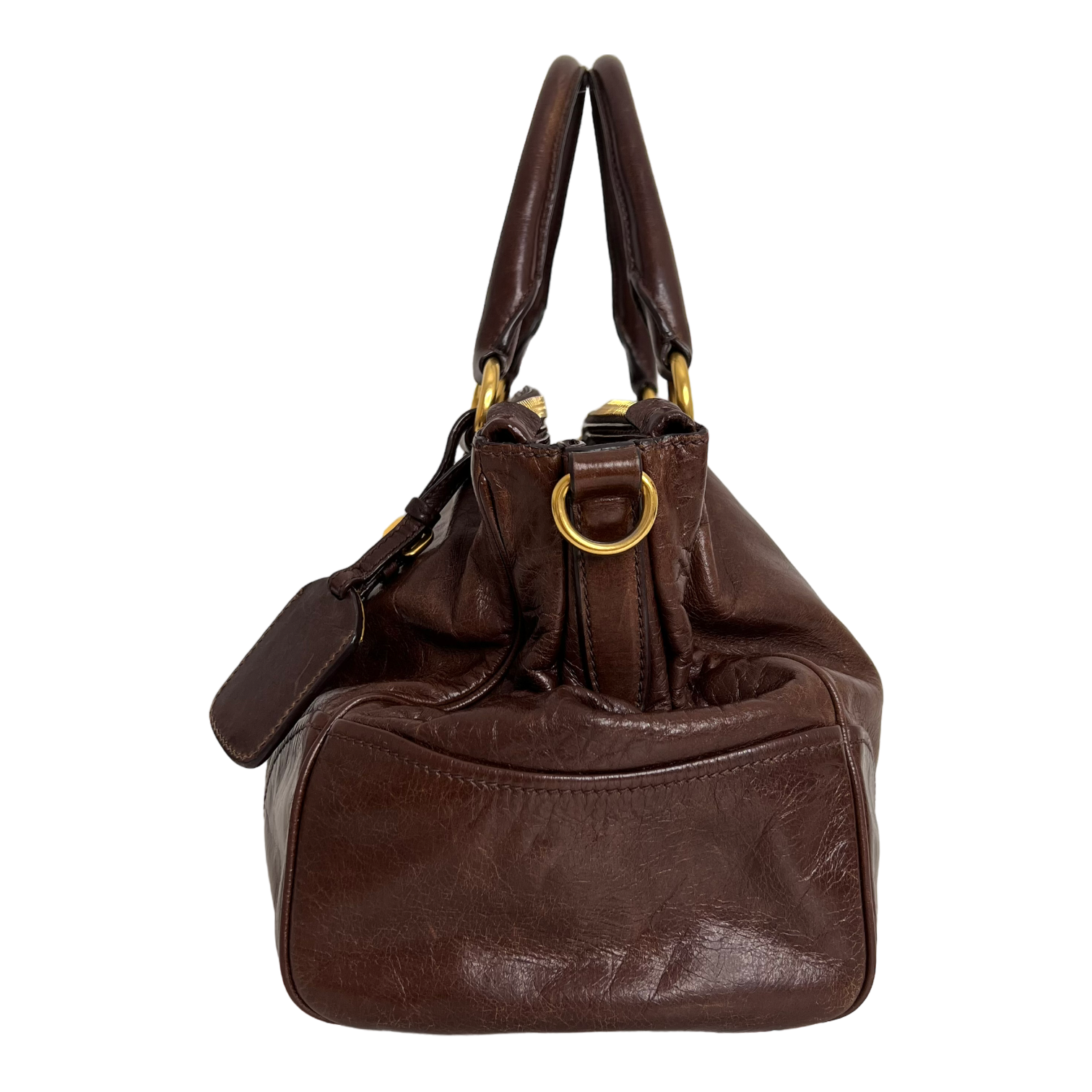 Brown Vitello Shine Handbag
