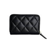 Caviar Leather Card & Coin Zipper Wallet