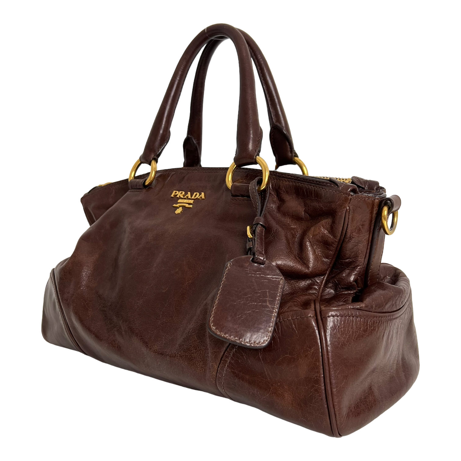 Brown Vitello Shine Handbag