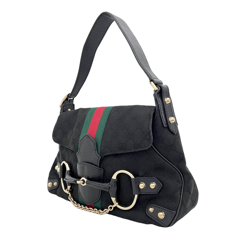 Black Horsebit Shoulder Bag