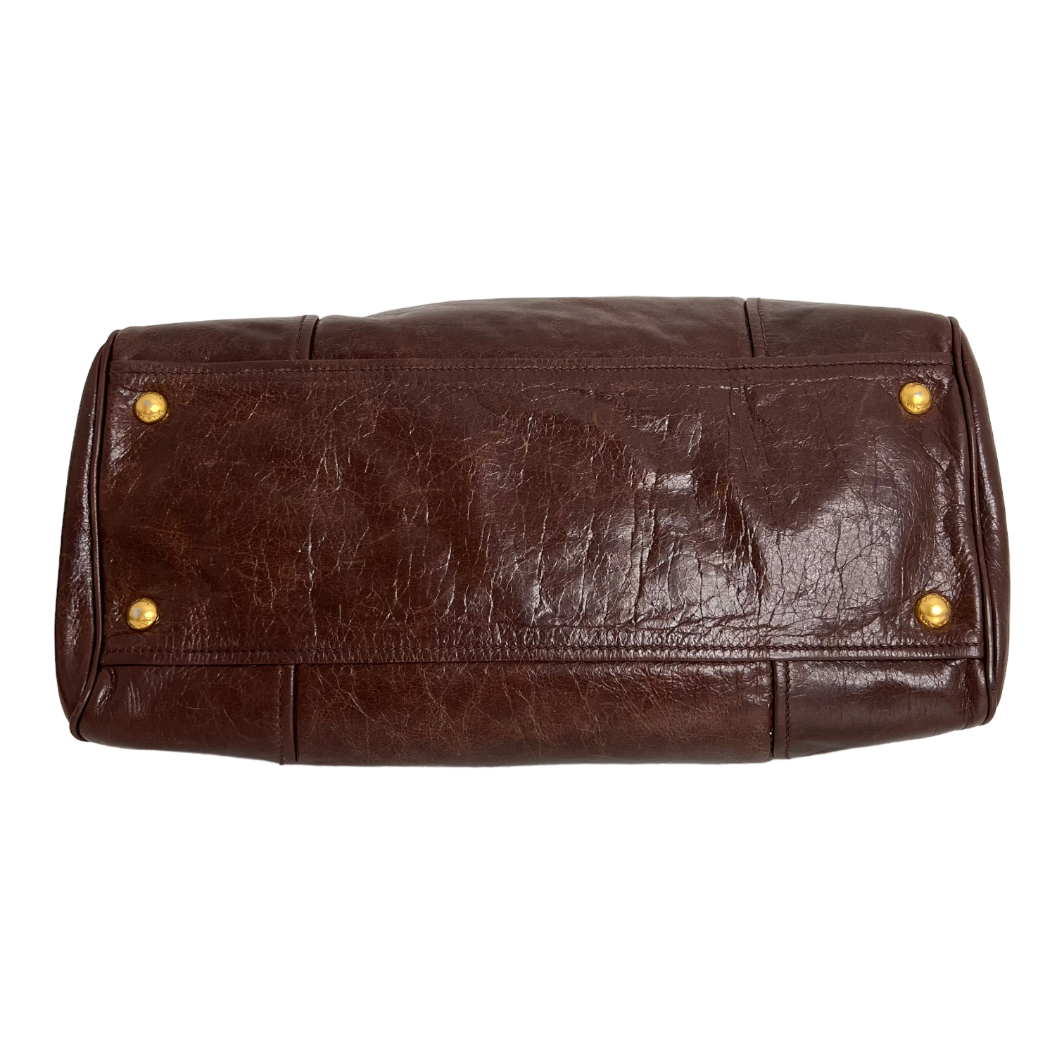Brown Vitello Shine Handbag