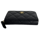 Caviar Leather Card & Coin Zipper Wallet