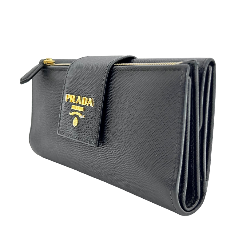 Black Saffiano Long Wallet
