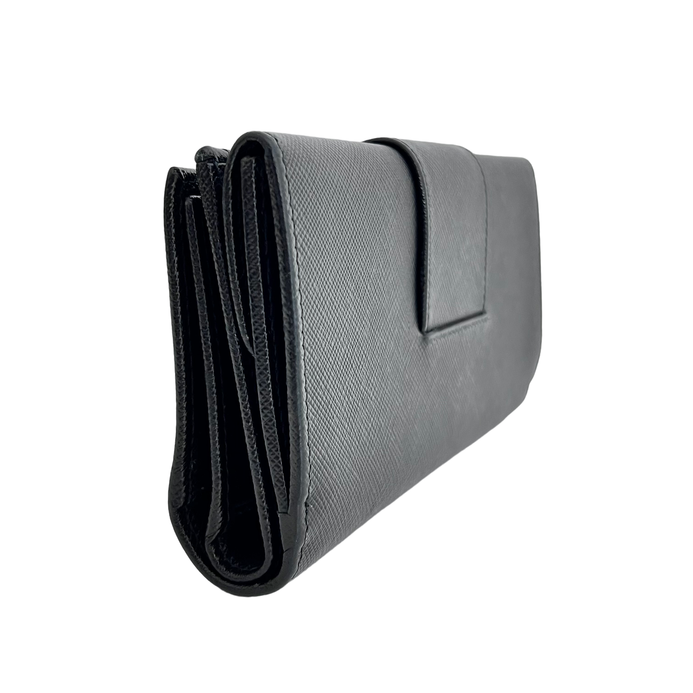 Black Saffiano Long Wallet