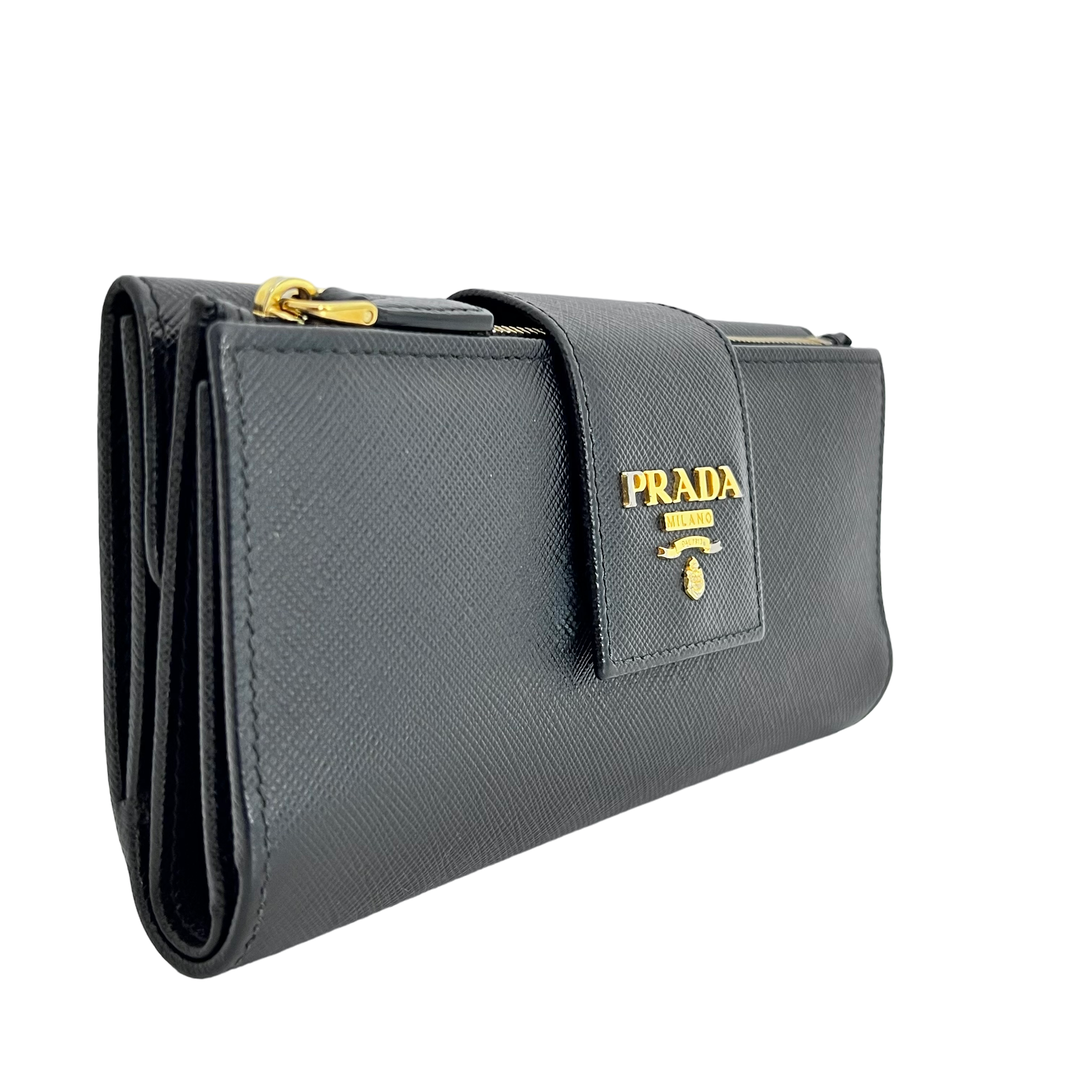 Black Saffiano Long Wallet