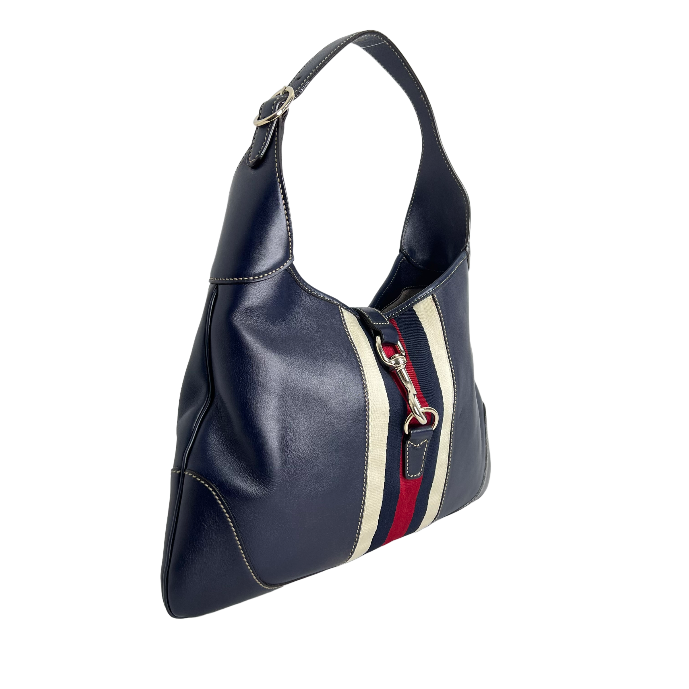 Navy Leather Jackie