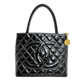Black Patent Medallion Tote