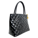 Black Patent Medallion Tote