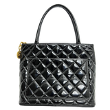 Black Patent Medallion Tote