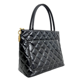 Black Patent Medallion Tote