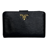 Small Black Vitello Move Leather Wallet