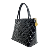Black Patent Medallion Tote
