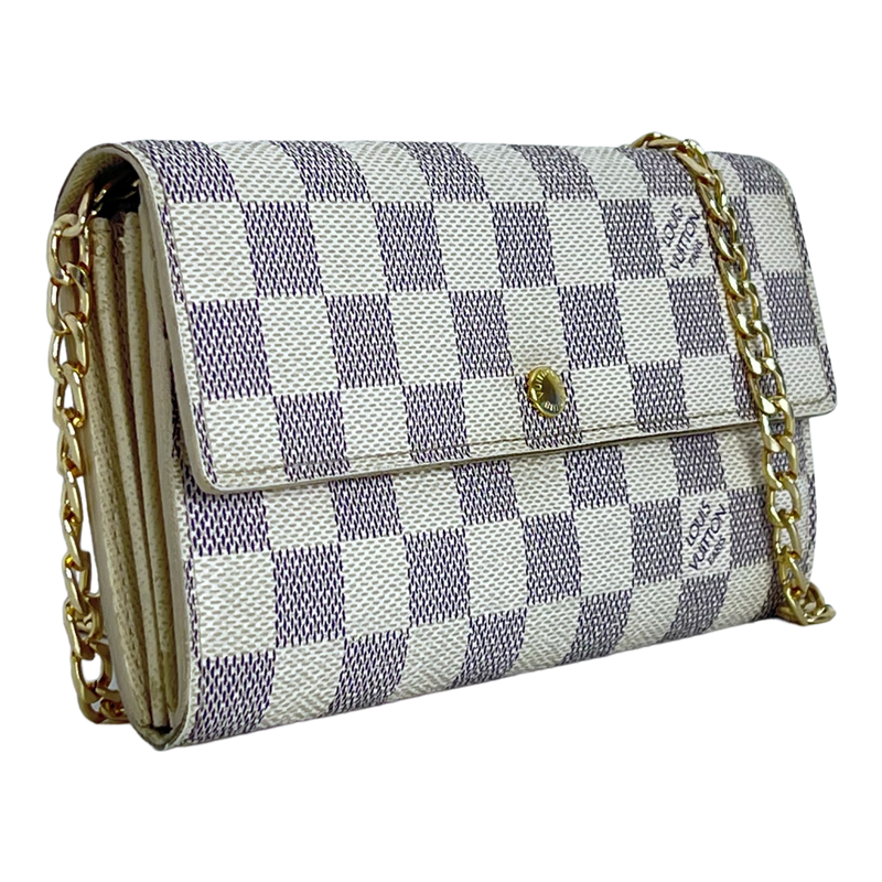 Damier Azur Long Wallet with Chain