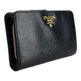 Small Black Vitello Move Leather Wallet