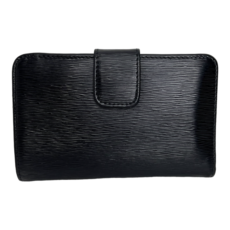 Small Black Vitello Move Leather Wallet