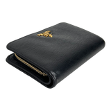 Small Black Vitello Move Leather Wallet