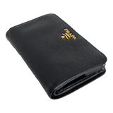 Small Black Vitello Move Leather Wallet
