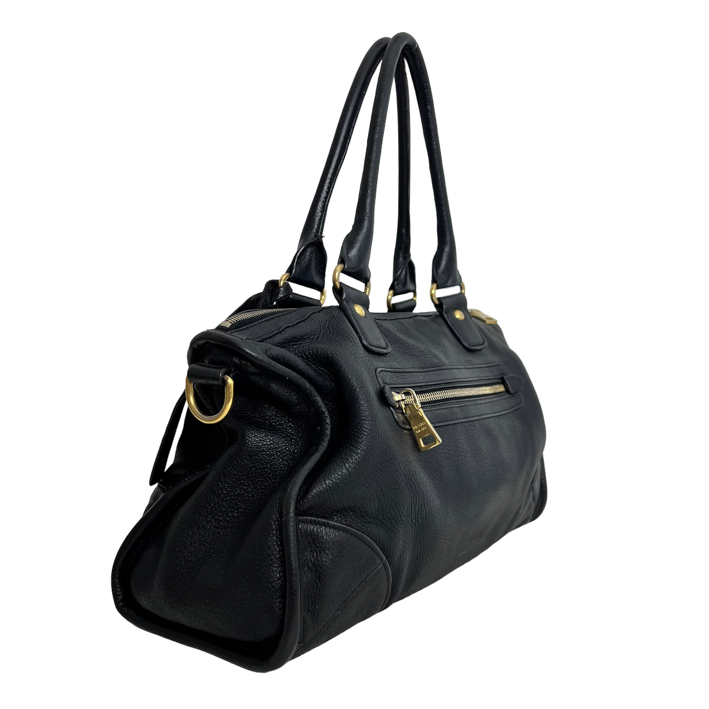 Black Vitello Daino Handbag