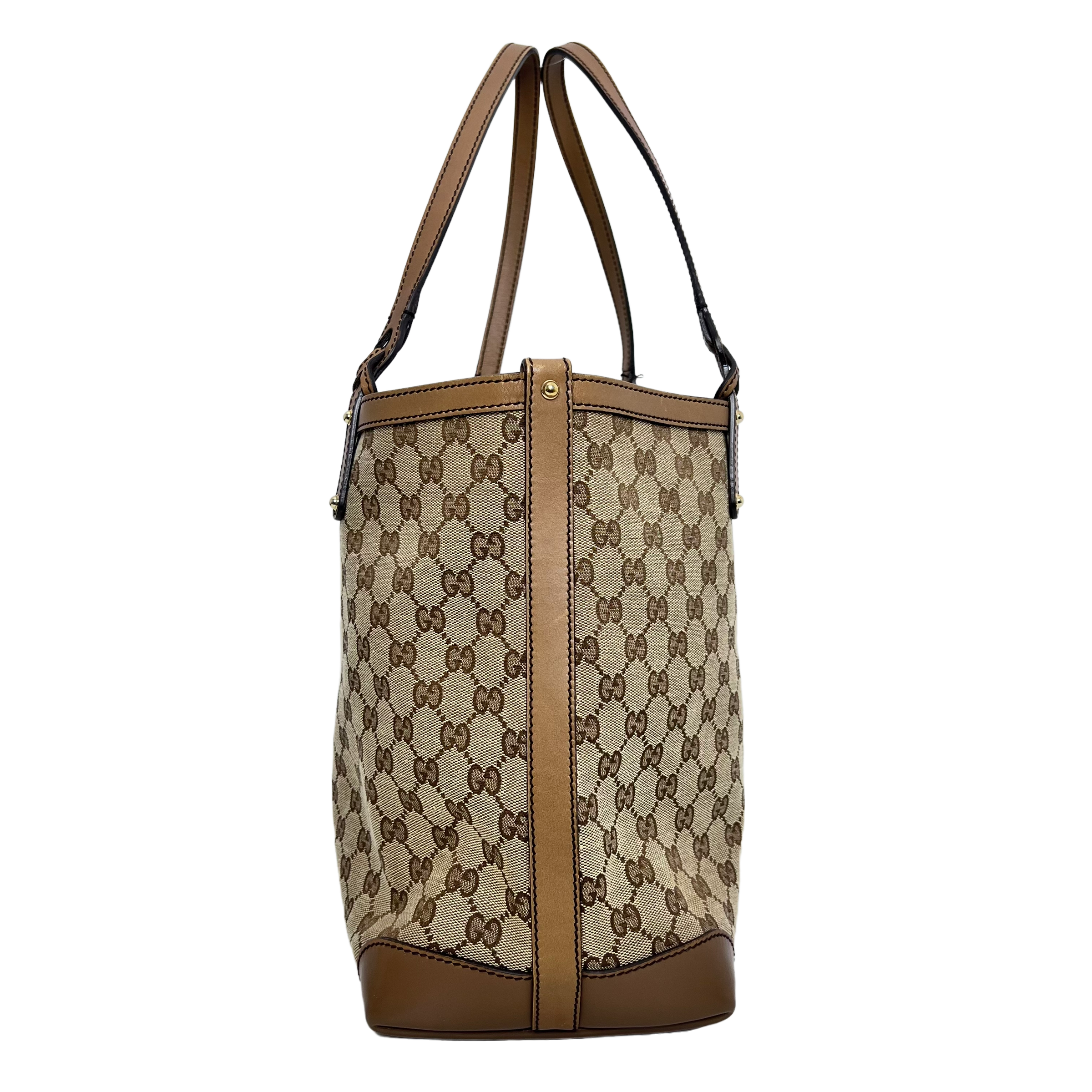 GG Brown Leather Tote w/ Pouch