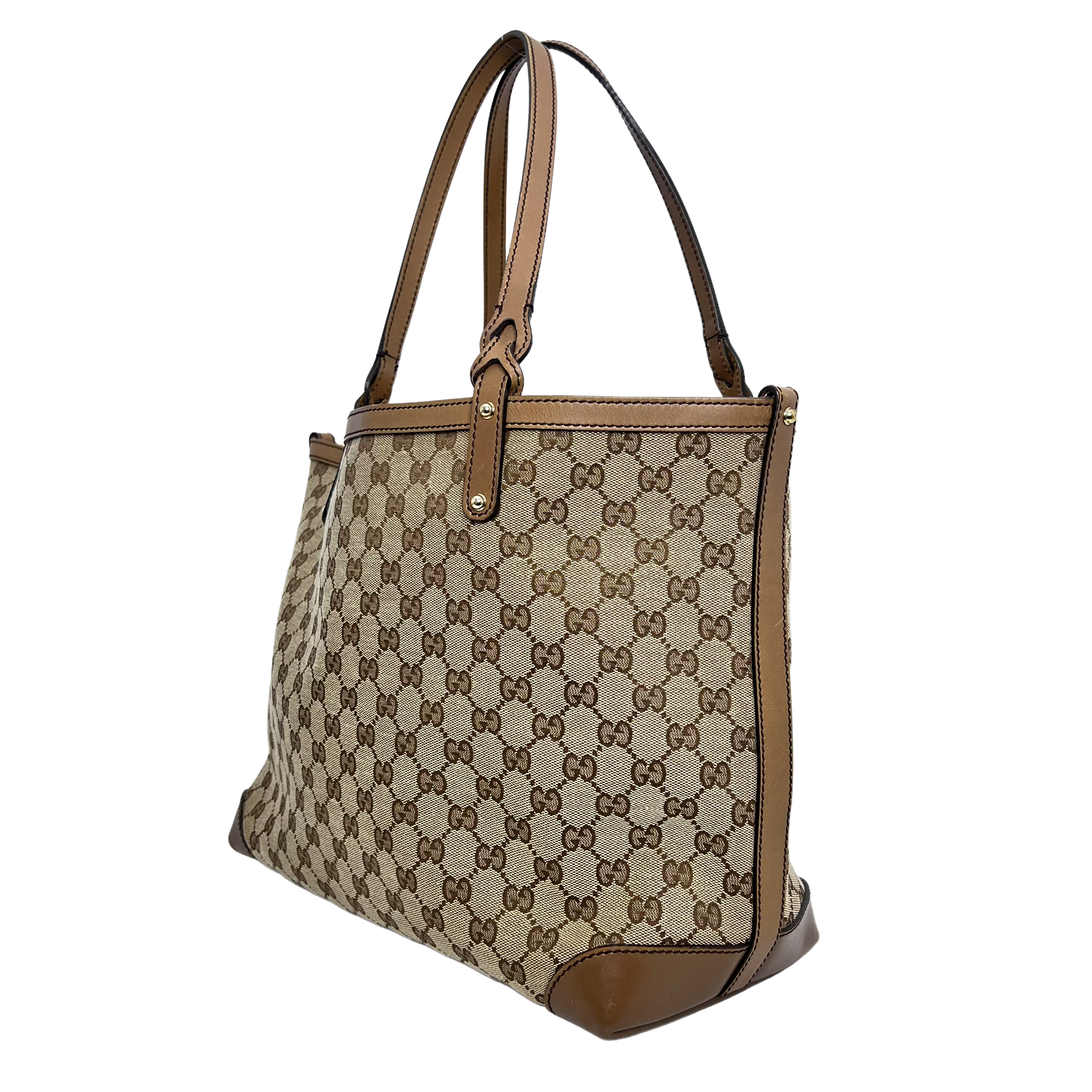 GG Brown Leather Tote w/ Pouch