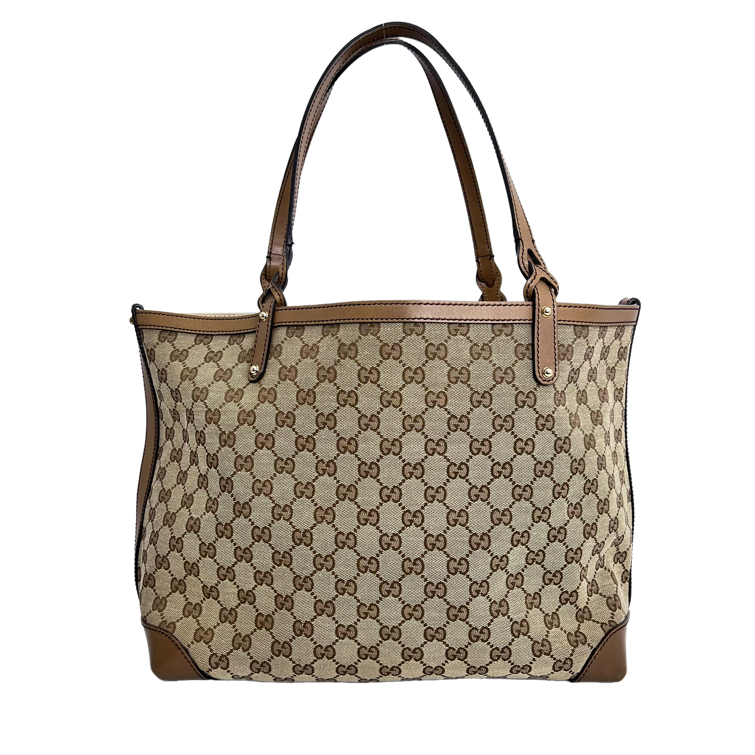 GG Brown Leather Tote w/ Pouch