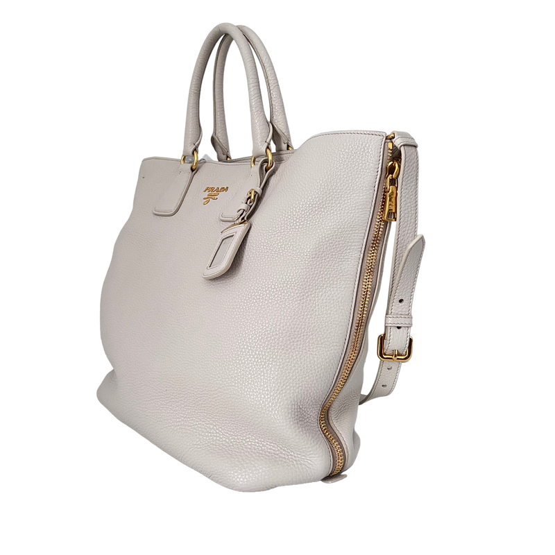 White Vitello Daino Tote