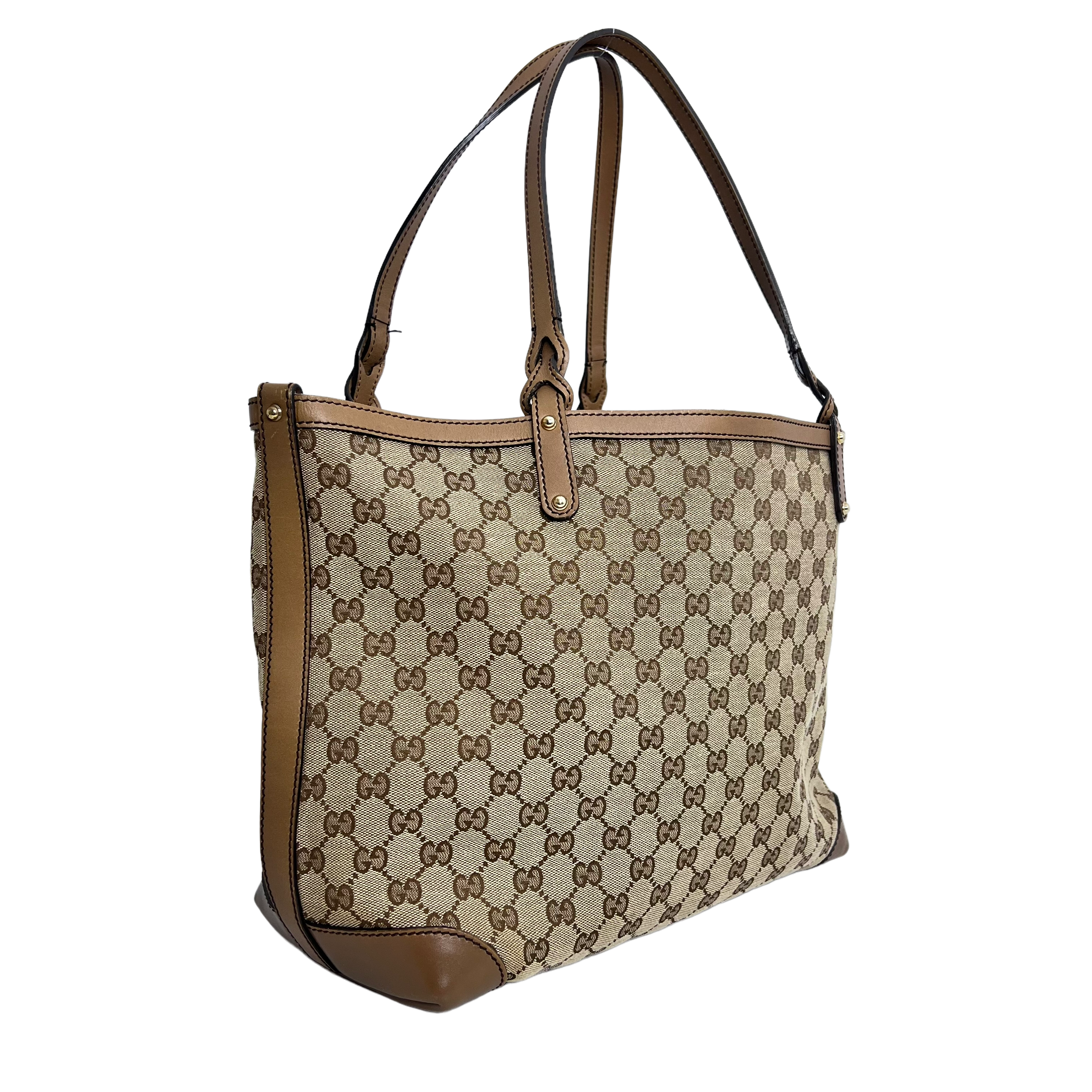 GG Brown Leather Tote w/ Pouch