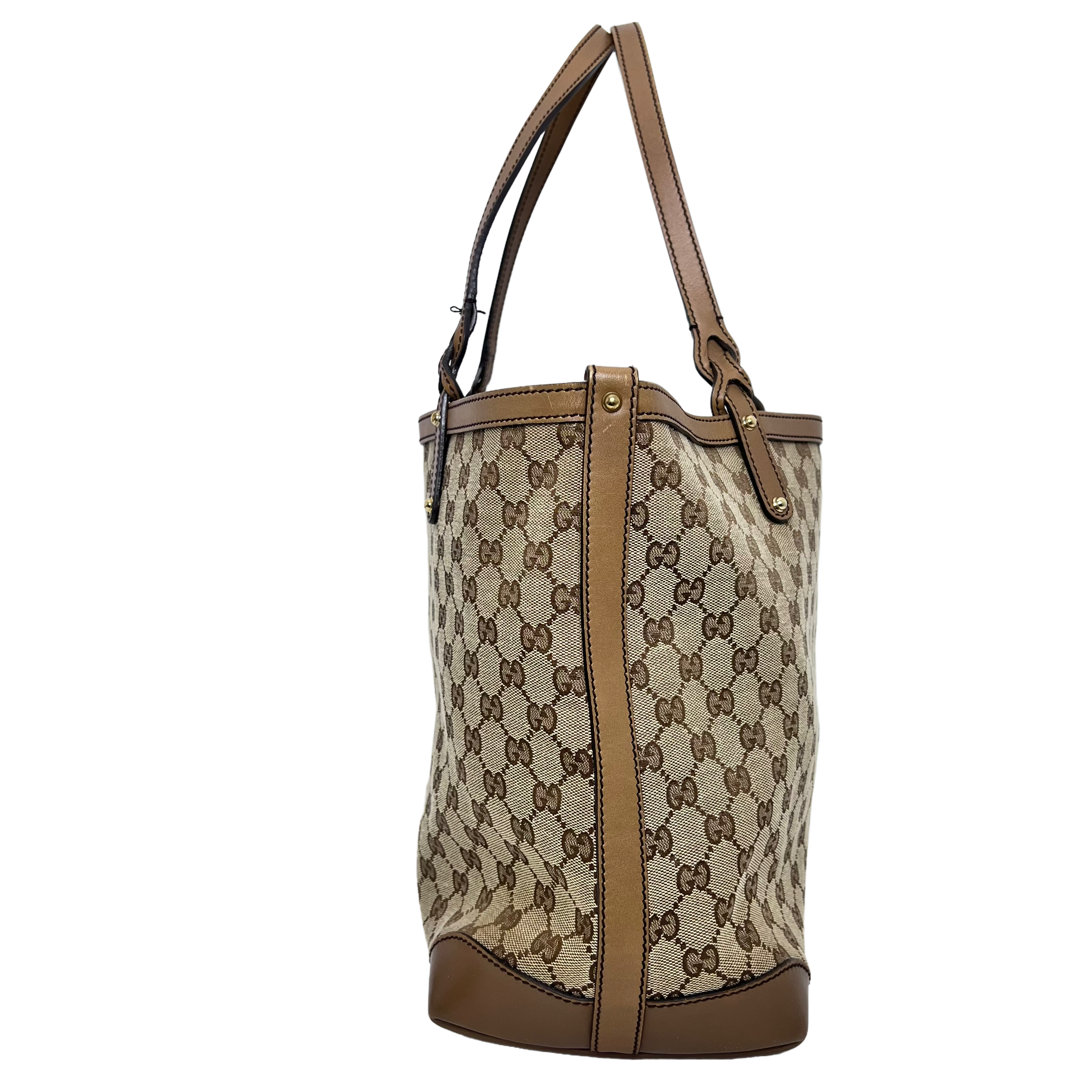 GG Brown Leather Tote w/ Pouch