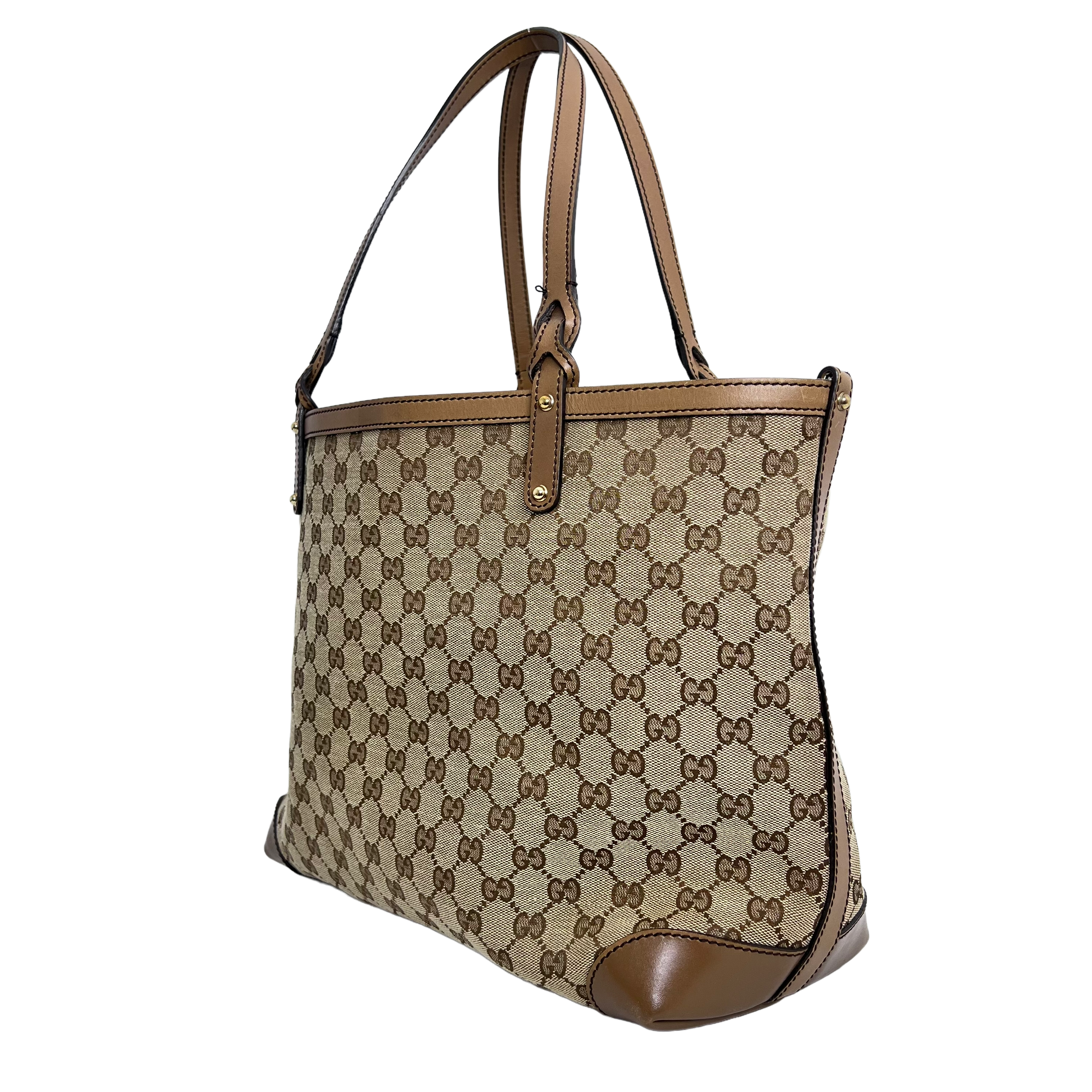 GG Brown Leather Tote w/ Pouch