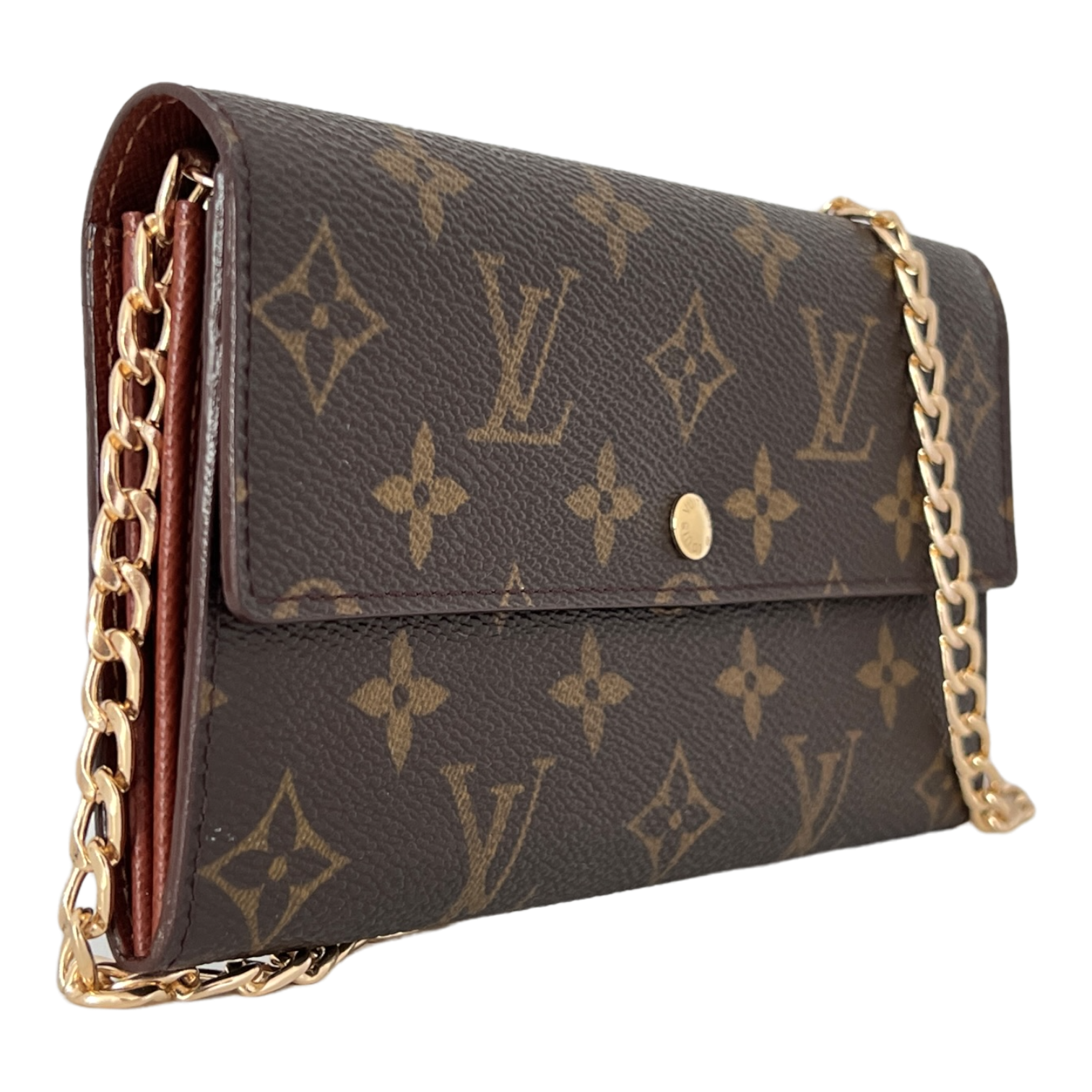 Monogram Wallet with Gold Chain