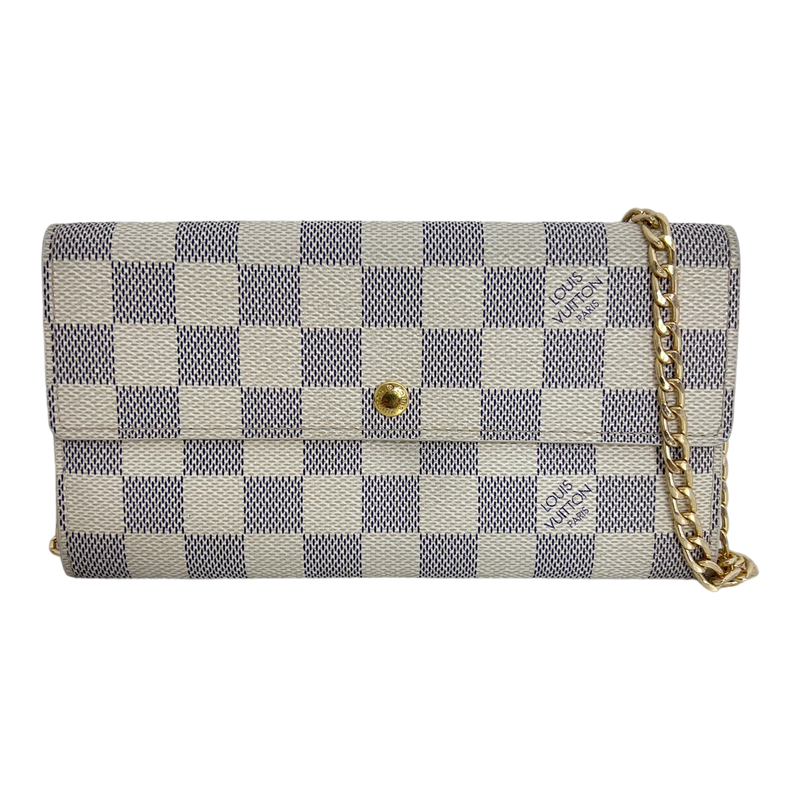 Damier Azur Long Wallet with Chain