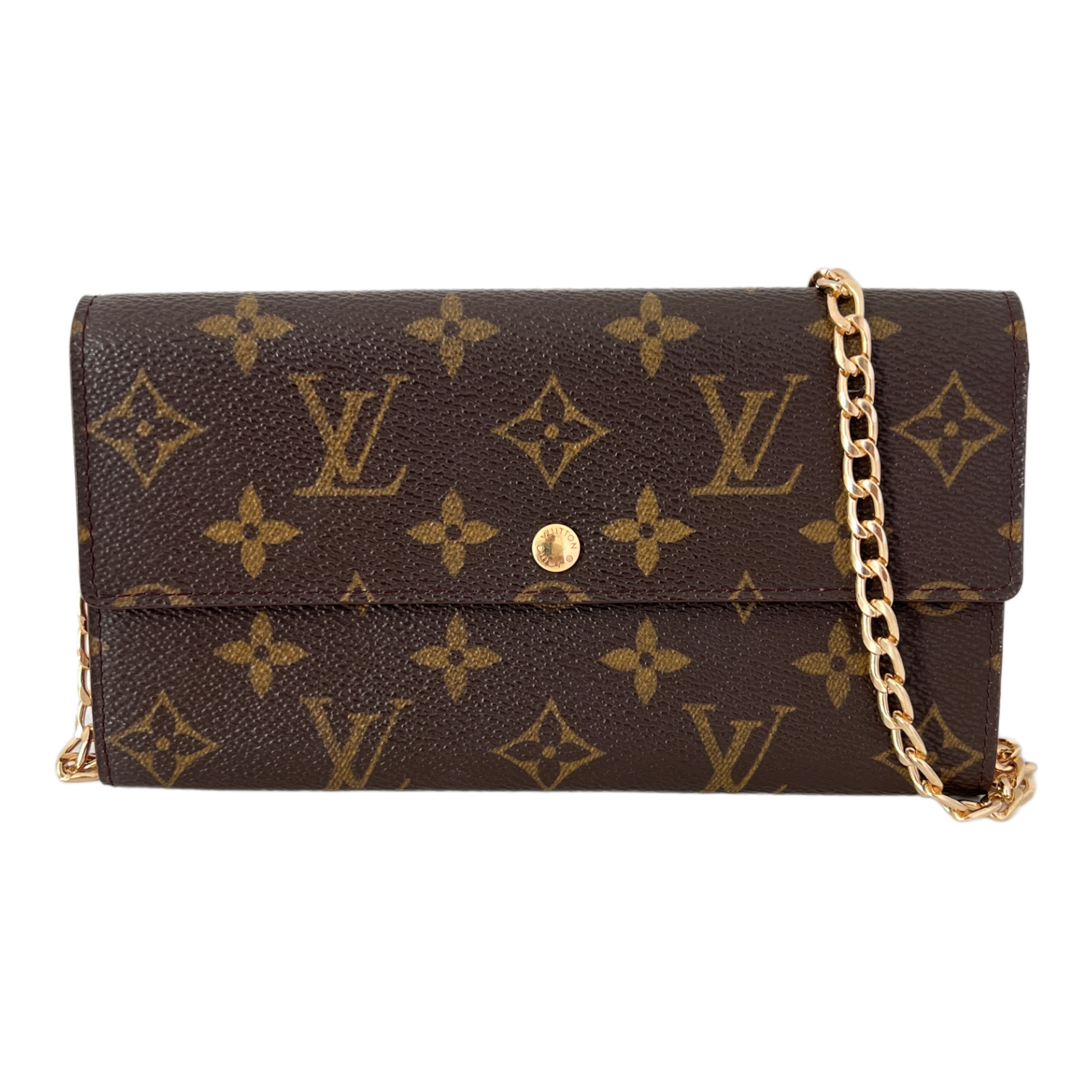 Monogram Wallet with Gold Chain