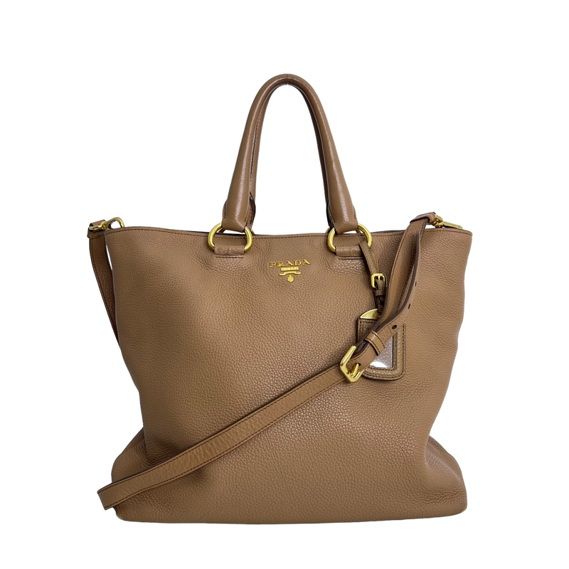 Caramel Vitello Daino Leather Tote