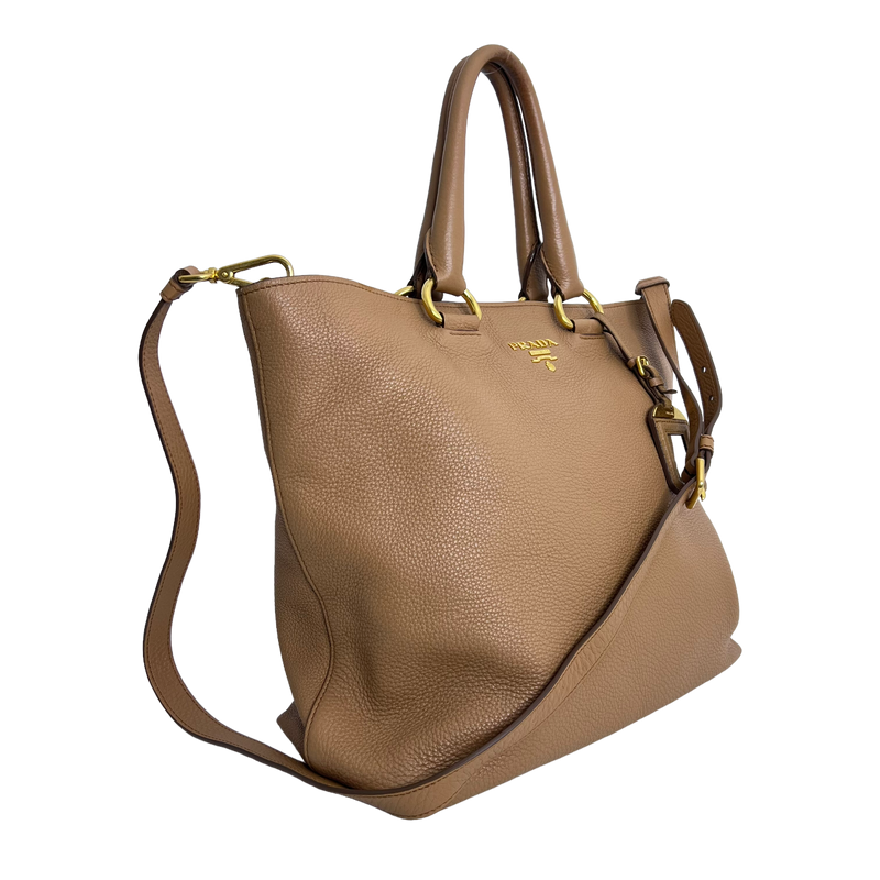 Caramel Vitello Daino Leather Tote