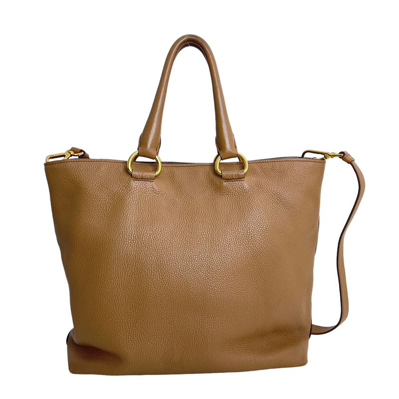 Caramel Vitello Daino Leather Tote
