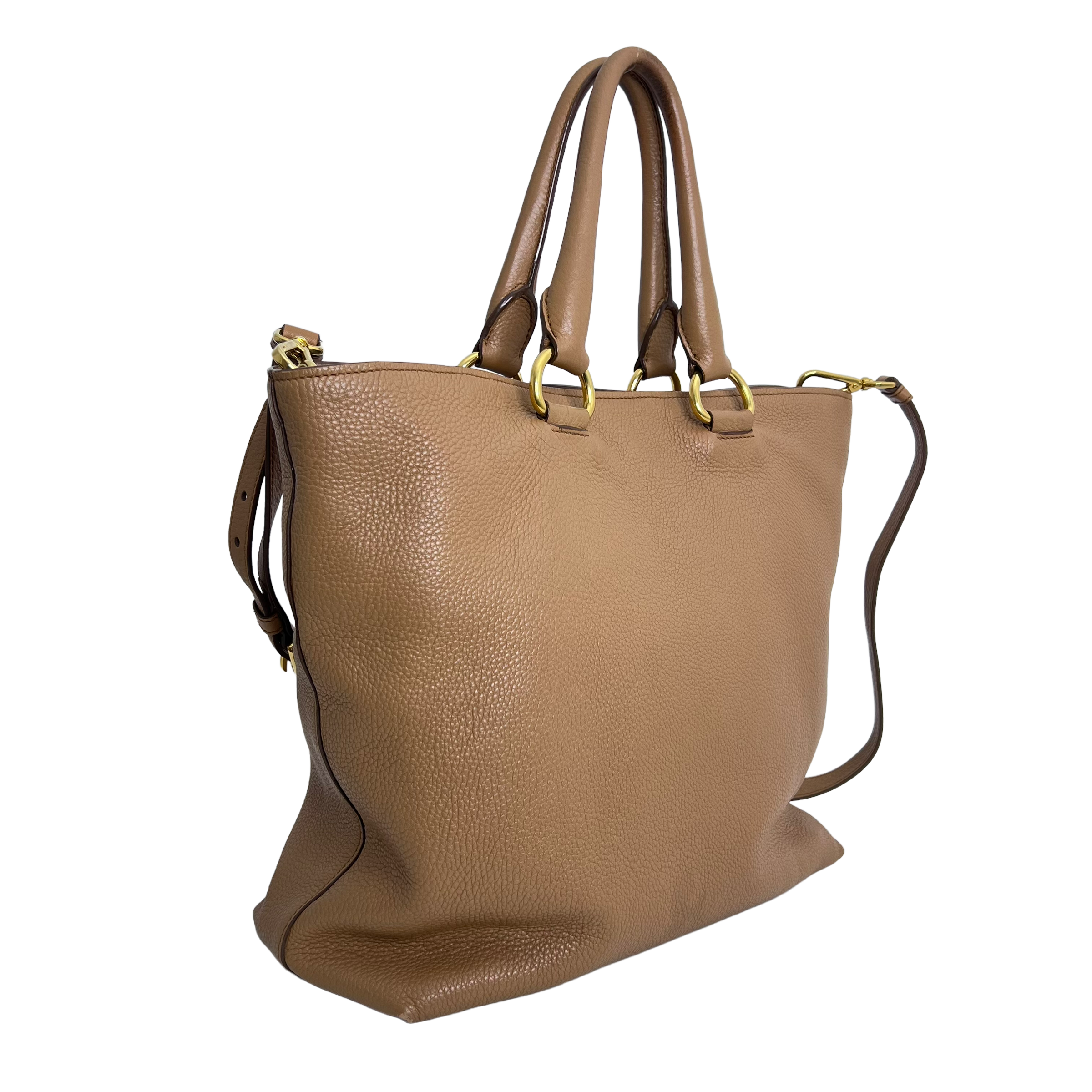 Caramel Vitello Daino Leather Tote