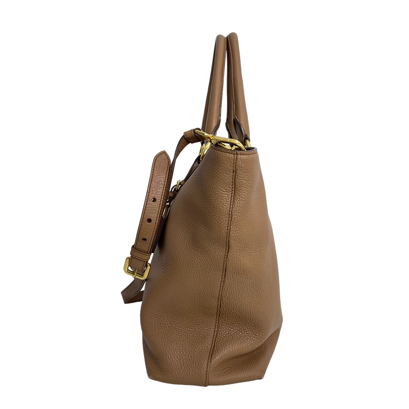 Caramel Vitello Daino Leather Tote