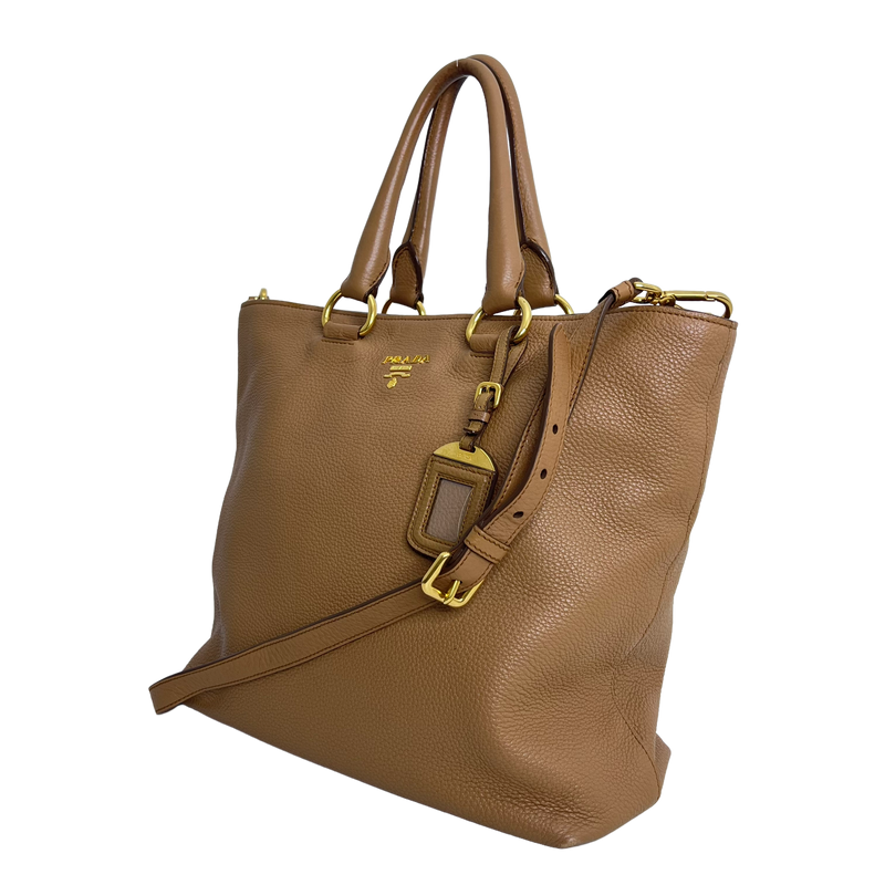 Caramel Vitello Daino Leather Tote