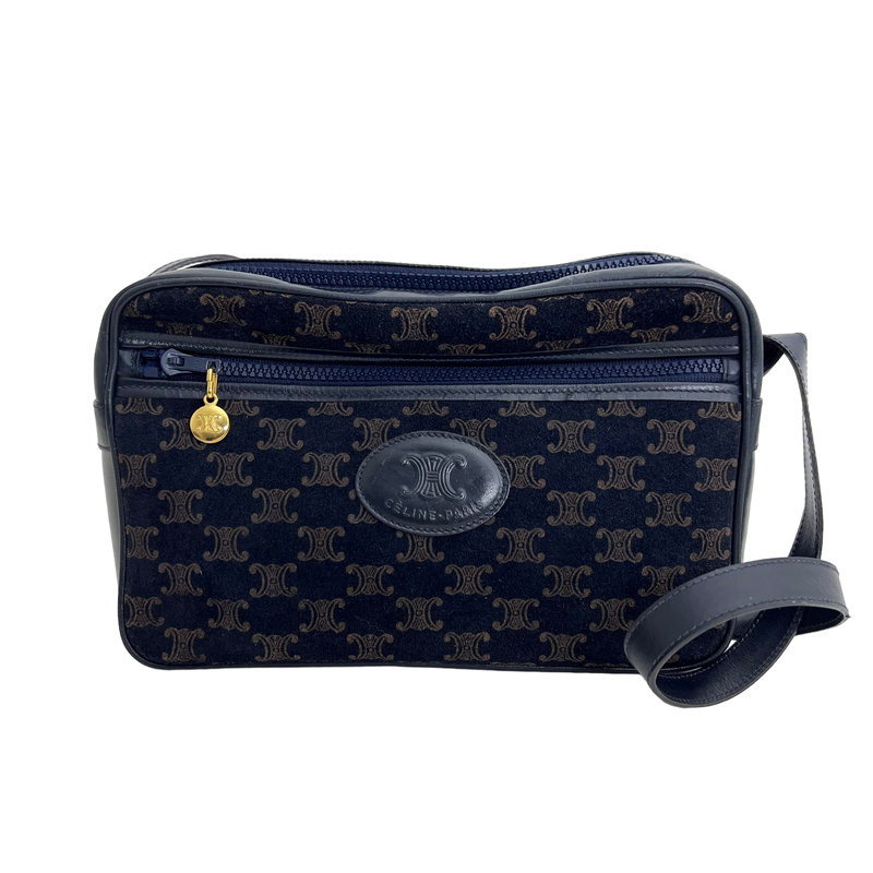 Navy Velvet Macadam Shoulder Bag