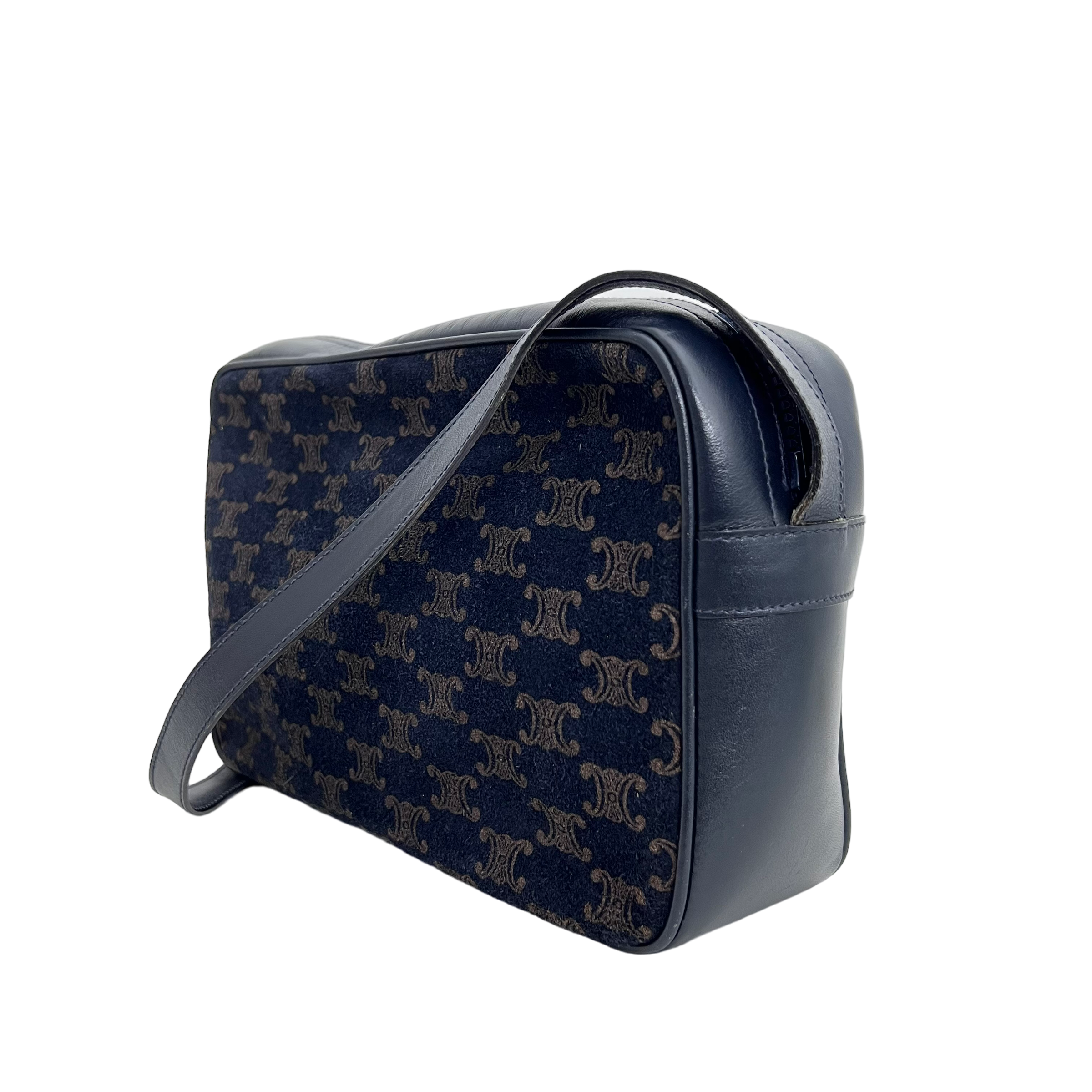 Navy Velvet Macadam Shoulder Bag