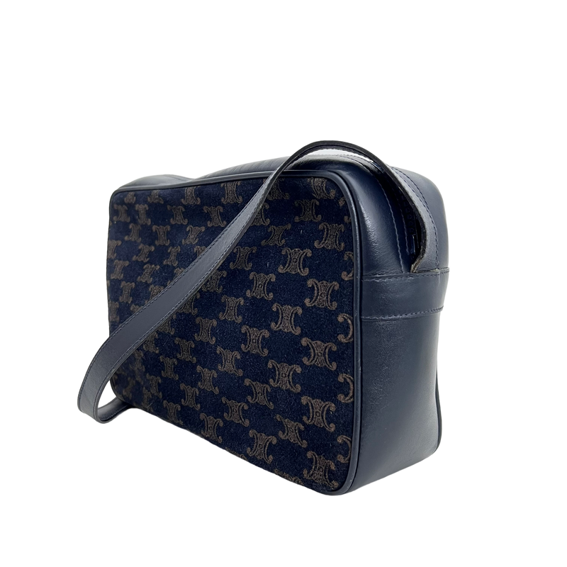 Navy Velvet Macadam Shoulder Bag